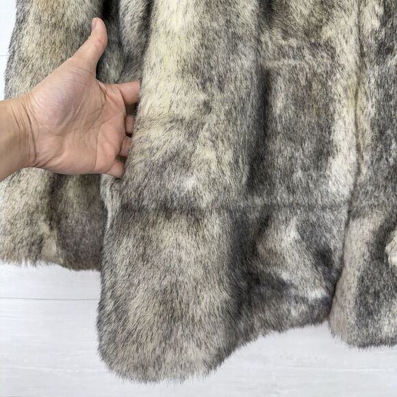Vtg Gallery Faux Fur Coat Jacket Women L Gray Eskimo Y2K Lined Soft Old Money - Picture 3 of 15